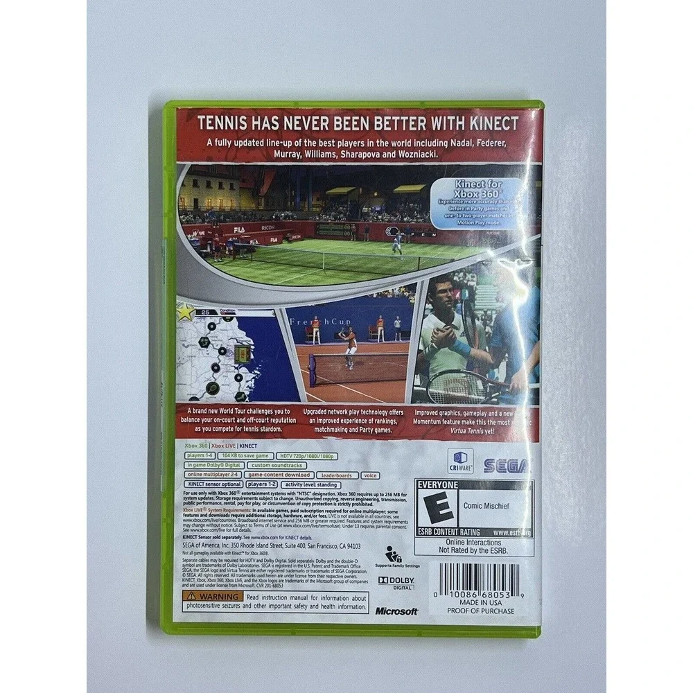 Virtua Tennis 4 (Microsoft Xbox 360, 2011) Complete